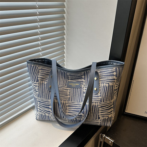 2024 Mới Đến Hàn Quốc-Phong Cách Công Suất Lớn Của Phụ Nữ Vải Túi Xách Đơn Giản Thời Trang Retro Phong Cách Vai Tote Cho Mùa Xuân Mùa Hè - Product Image 6