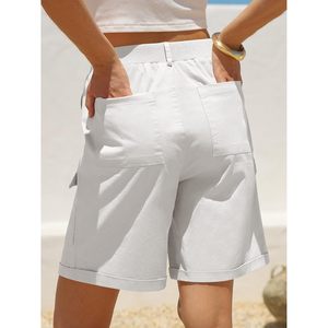Pantalones Cortos Bermuda FOXA para Mujer, Cintura Alta, Estilo Cargo, 100% Algodón Canvas Transpirable, con 6 Bolsillos, Ropa Casual de Verano para Exteriores - Product Image 4