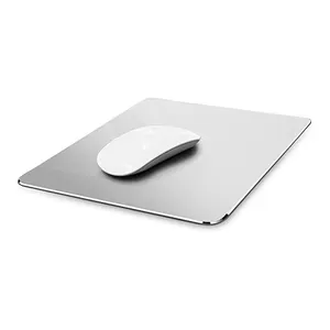 Pürüzsüz sihirli Ultra ince çift taraflı fare Mat su geçirmez sert gümüş Metal alüminyum Mouse Pad
