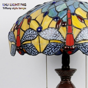 Lampe de table Tiffany de style libellule en verre teinté européen de 16 pouces de la marque LongHuiJing pour restaurant - Product Image 4
