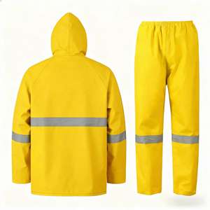 Impermeable Amarillo de PVC, Traje de <span class=keywords><strong>Lluvia</strong></span> Resistente para Adultos, Traje de <span class=keywords><strong>Lluvia</strong></span> Largo de Poliéster para Hombre - Product Image 3