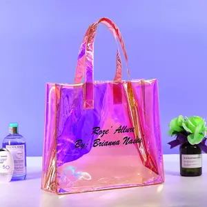 Produttori borsa cosmetica in pvc con logo su misura tipo di materiale plastico Pvc plastica rosa Shopping Pvc Big bag