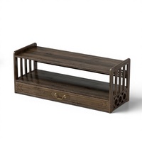 Table d'autel 3-en-1 en bambou avec tiroirs en noyer, design rustique pour la méditation, la prière, l'exposition et la décoration intérieure