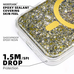 Étui de téléphone à paillettes dorées - Product Image 2