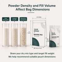 Sachet personnalisé à fond plat avec fermeture éclair pour mélange de poudre à pâtisserie, idéal pour les marques de préparations à crêpes et gâteaux et l'emballage de vente au détail sous marque privée