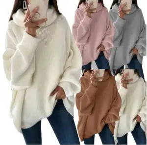 JGZY Ropa de invierno para mujer 2022 diseño cuello tortuga de talla grande suéteres de mujer de manga larga de gran tamaño