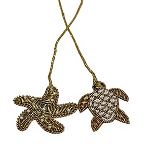 Wholesale Handmade Beaded Sea Turtle and Starfish Bag Charm Luxury Ocean Theme <b>Purse</b> Charm Keychain OEM ODM Private Label Manufa - Product Image 1
