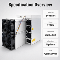 Mineur ASIC Z15 Pro 840K, Mineur Zcash ZEC, Machine de minage Equihash, Antminer 840KSol 2780W, Mineur Crypto Bitmain ZEN