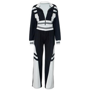 Completo Sportivo Casual da <span class=keywords><strong>Donna</strong></span> con Giacca Corta con Zip e <span class=keywords><strong>Pantaloni</strong></span> Larghi a Blocchi di Colore, Set 2 Pezzi - Product Image 5