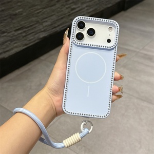 เคสโทรศัพท์มือถือแบบแม่เหล็กสีพื้นประดับเพชรหรูหราสำหรับผู้หญิง รุ่น iPhone 17 Air 16 15 14 13 12 11 Pro Max - Product Image 6