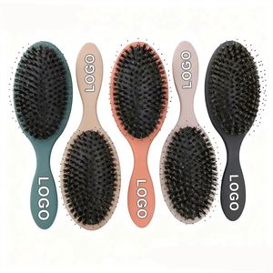 Brosse à cheveux professionnelle en nylon et poils de sanglier, démêlante, avec logo, pour salon de coiffure, outil de coiffure écologique, vente en gros d'usine - Product Image 1