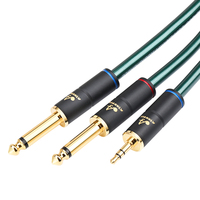 Câble adaptateur audio ATAUDIO HI-FI double 3,5 mm vers double 6,5 mm, stéréo HIFI, prise mâle 3,5 mm 6,5 mm pour enceintes