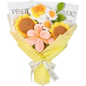 Bouquets de fleurs éternelles tissées à la main en fil de laine, cadeaux finis, décorations pour la Saint-Valentin, bouquet pour maman, cadeaux pour la fête des mères - Product Image 5