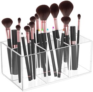 Customized Acrylic Makeup box Acrylic Brush Holder with Lid