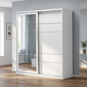 High Quality Athome PALMA02 Palma 160 cm <b>White</b> Mirror <b>Wardrobe</b> Convertible <b>Sliding</b> <b>Doors</b> Modern Bedroom Furniture Free-Standing - Product Image 3