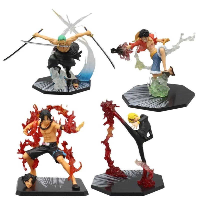 Hot Japanese anime hand-made blind box ornaments One Piece Purgatory Demon Slash Zoro Collection with base PVC