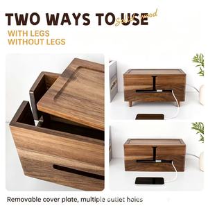 Caja de Almacenamiento para Router con Tapa Abatible de Madera, Organizador Rectangular para Cables, Soporte para Cables de Alimentación, Tipo Vertical, Color Sólido A714 - Product Image 3