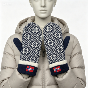 Mitaines épaisses en tricot torsadé rayé pour <span class=keywords><strong>femme</strong></span>, en acrylique et coton, thermiques, coupe-vent, doublées polaire, pour l'hiver et le froid - Product Image 4