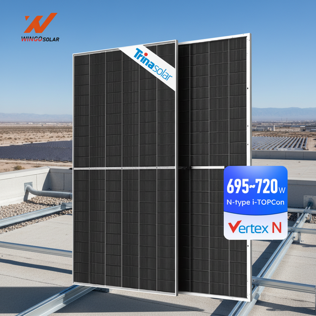 Trina Topcon Tier-1 PV Modules Vertex N-Type 710W-720W Bifacial Solar Panels for Commercial Use