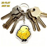 Porte-clés en acrylique en forme de poussin jaune mignon, double face transparent, motif oiseau de dessin animé, pour clés et sacs, accessoire durable et léger