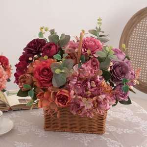 زهور اصطناعية بالجملة من الحرير الفردي بـ 6 فروع، ترتيبات زهور للزفاف، ديكور مركزي، ورود وردية طويلة الساق للديكور المنزلي - Product Image 5