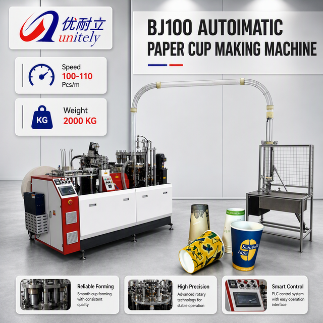High Speed 110pcs/min  Fully Automatic China Paper Tea Cup Making Machine With 2zo-12oz