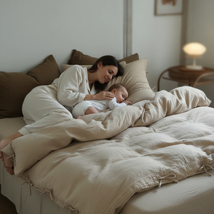 Set di Biancheria da Letto Vintage in Crepe de Chine a Doppio Strato, Quattro Pezzi, Copripiumino e Lenzuola in Puro Cotone - Product Image 3