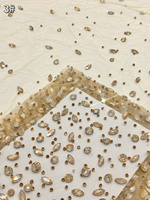 Tissu de dentelle perlée de luxe avec sequins brodés, style uni, tissu de mariée pour accessoires
