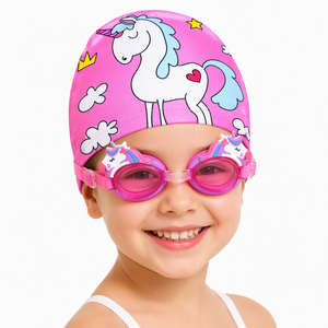 <span class=keywords><strong>Gorro</strong></span> de Natación y Gafas de Natación para Niños, Impermeables, Ligeros, con Estampado de Unicornio, Correa Ajustable para <span class=keywords><strong>Piscina</strong></span> y Playa - Product Image 5