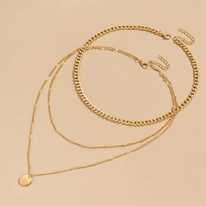 Ins Fashion 18k Gold Plated Clavicle Chain <strong>Necklace</strong> Stainless Steel <strong>Coin</strong> Double Layered <strong>Necklace</strong> for Women - Product Image 4