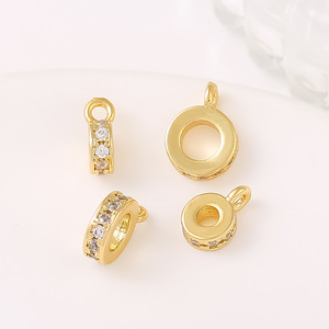 Zircon <b>Set</b> Round Pendant Spacer <b>Bead</b> 18K Gold Plated Jewelry Buckle DIY Bracelet Necklace Connector Findings Components - Product Image 3