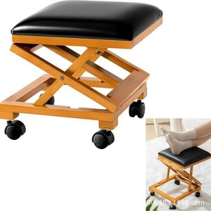 Diligent Tree Folding Footstool Wooden Height Adjustable With Casters For Office <b>Desk</b> Use - Product Image 4