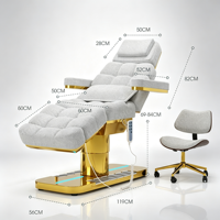 Fauteuil de soin esthétique en tissu avec base en métal doré, réglable en hauteur, inclinable et rotatif, pour spa facial et cosmétique