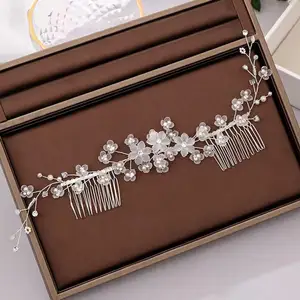 Phụ nữ hoa cưới Tóc Lược Bán buôn cưới handmade Bridal tóc Comb Bead Bridal tóc Comb