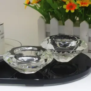 Pujiang toptan dikdörtgen masa katı kristal tealight şamdan düğün iyilik için şeffaf mumluklar