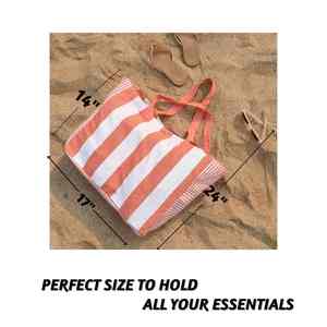 Venta caliente Respetuoso del medio ambiente Impresión personalizada Patrón de rayas lindo Calico Lona de algodón Playa Bolsa de compras - Product Image 3