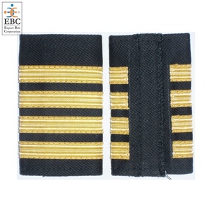 Đầy đủ chiều dài chuyến bay Hội Đồng Quản trị epaulettes 1 bar Đen/Vàng thí điểm thân thiện với môi Polyester một thanh tốt dệt Mô hình Hội Đồng Quản Trị - Product Image 2
