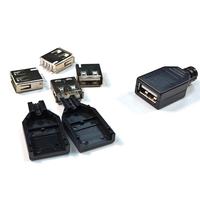 Connecteur mâle USB 4 broches à souder soi-même, kit de charge USB, tête plaquée or, ensemble de trois pièces
