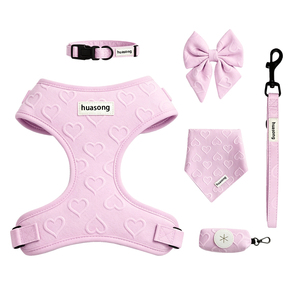 Conjunto de Arnés y Correa para Perro con Corazón Rojo en Relieve - Kit de 6 Piezas Ajustable y Anti-Tirones - Product Image 3