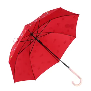 Payung Kulit Binatang Terbuka Otomatis untuk Anak, Payung Kulit Warna Merah Potongan Otomatis untuk Anak-anak