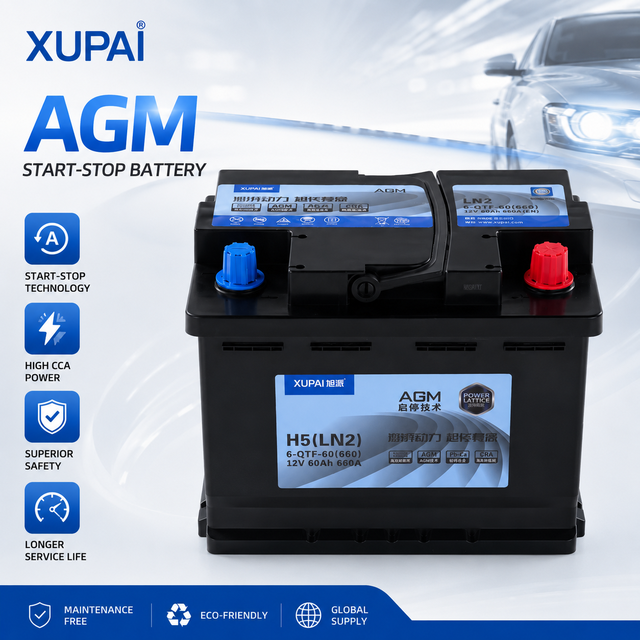 XUPAI H5(LN2) 12V 60Ah 660A AGM Start-Stop Car Battery  High Cranking Power, Long Life All Climate Performance Maintenance-Free