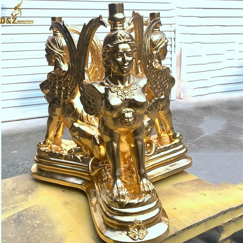 Ancient hot sale decoration life size brass real gold surface griffin sculpture