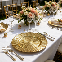 Assiettes de présentation de luxe jetables en PP doré, motif corde torsadée, durables, modernes, pour centres de table de fête et de mariage, 50 pièces, pour hôtels