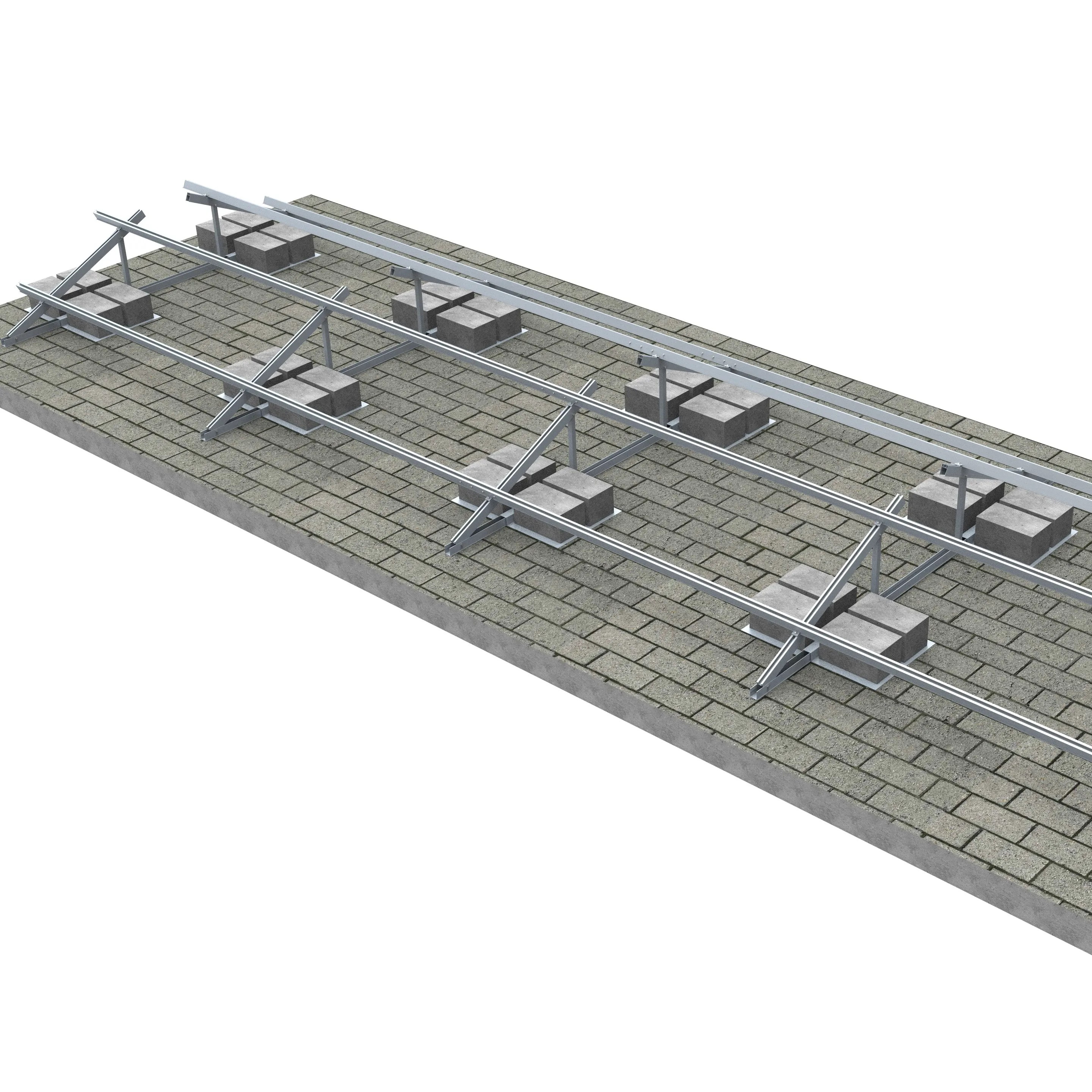 OEM Quick Mount Solar Panel Bracket Roof Ballasted Complete Solar Power 1500 watts Concrete Rooftop Mounting Structure