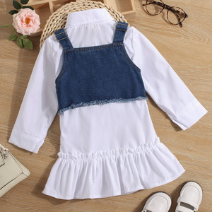 Abito da ragazza primavera/estate in Denim canotta in due pezzi Set camicia geometrica con colletto a Polo <span class=keywords><strong>per</strong></span> bambini - Product Image 2