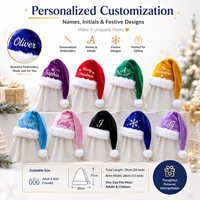 Chapeau de Père Noël personnalisé avec logo, 100g, 75cm, extra long, bord en fourrure, couleur unie, pour Noël, fêtes, décorations, vente en gros, OEM