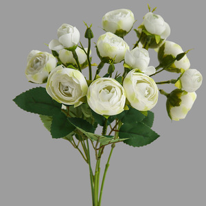 Flores Artificiales de Simulación, Decoración para Restaurantes, Clubes y Salas de Estar, Arreglo Floral, Camelia de 15 Cabezas - Product Image 6