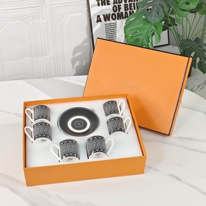 Ensemble de 12 tasses à expresso de style moyen-oriental, tasses à café en céramique minimalistes avec soucoupes pour la maison et le bureau - Product Image 3