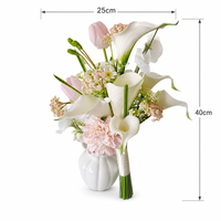 Bouquet de mariée artificiel rose et blanc, Calla Lily, Tulipe, Dahlia, verdure, bouquet de mariage pour cérémonie de mariage, séance photo de mariée
