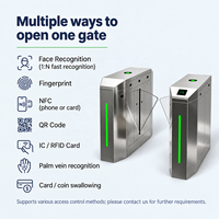 Barrière à battant en acier inoxydable avec lecteur RFID/NFC, contrôle d'accès biométrique, anti-collision, portail à battant bidirectionnel pour musée et usine